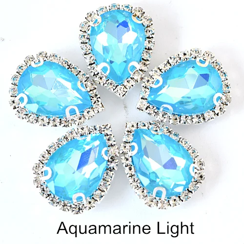Aquamarine Light 13x18 мм, 20 шт., каплевидные стразы, много цветов, пришивные стразы с когтями, лучшие стеклянные хрустальные стразы с когтями для свадебного платья, B3445 - Цвет: Aquamarine Light