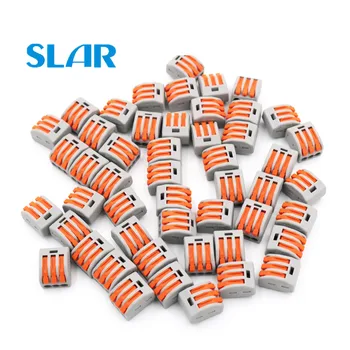 

50pcs Wire Connector PCT-213 222-413 Mini Fast Compact Wiring Cable Conductor Push-in Terminal Block Lever 0.08-2.5mm2 Universal