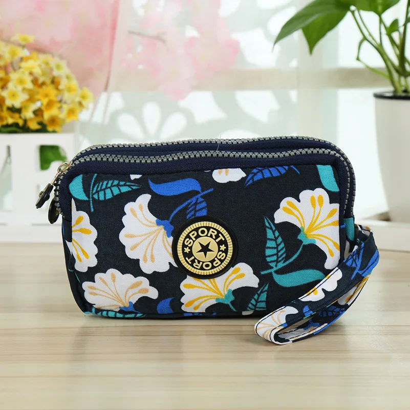 

2019 New Style Three Zipper Nylon Canvas Wallet Change Key WOMEN'S Handbag