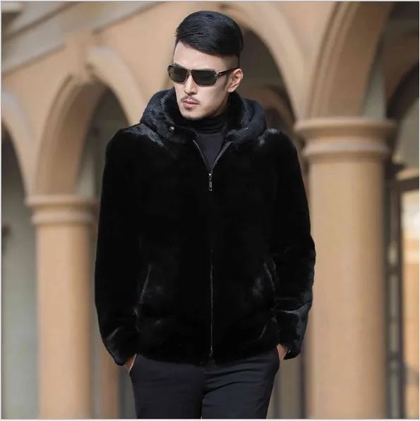 Luxury Vintage Faux Fur Jackets Coats New Winter Coat Black Overcoats S-6XL Plus Size Thicken Hooded Faux Fur Jackets FW153