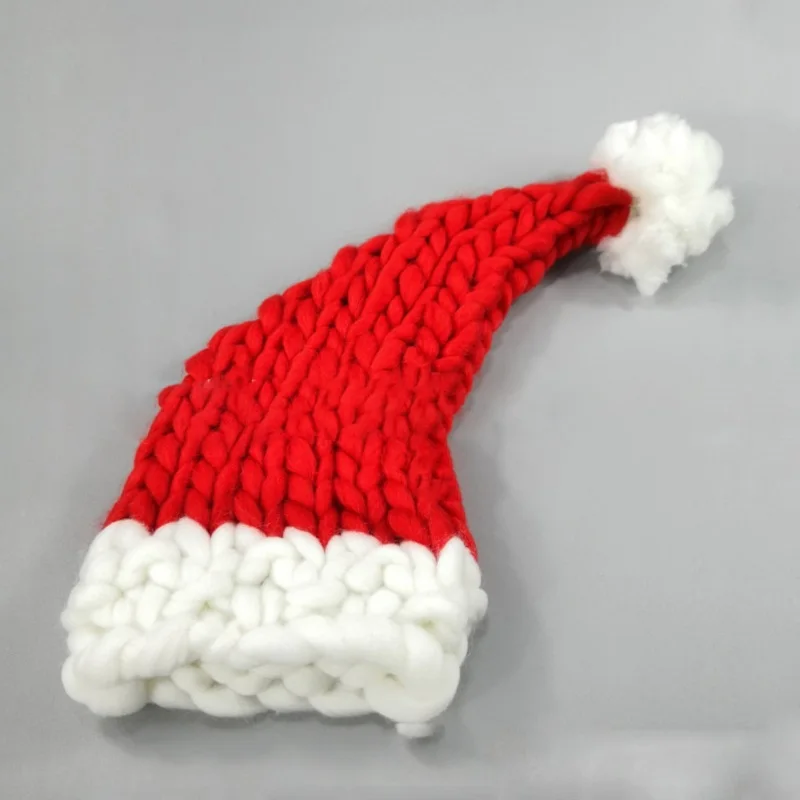 1 шт., Рождественская вязаная шапка, шапка Санта Клауса, подарок, шерстяная шапка, теплый длинный хвост, шапки ручной работы для взрослых и детей, рождественские шапки