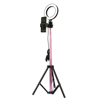 

Pink LED Light 7W LED Light Round Selfie Camera Lamp with Light Stand Adjustable Brightness 16/20/26cm Live Show Taking Pictures
