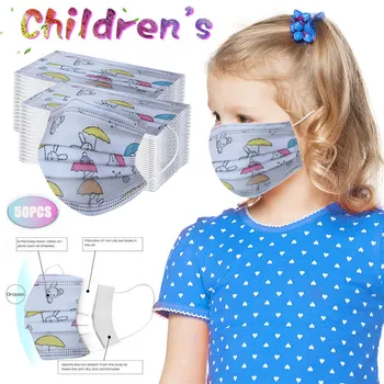 

50PCS Children's Windproof Face Mask Breathable Mouth Mask Washable Face Shield Mouth Cover Reusable Cloth mondmaskers