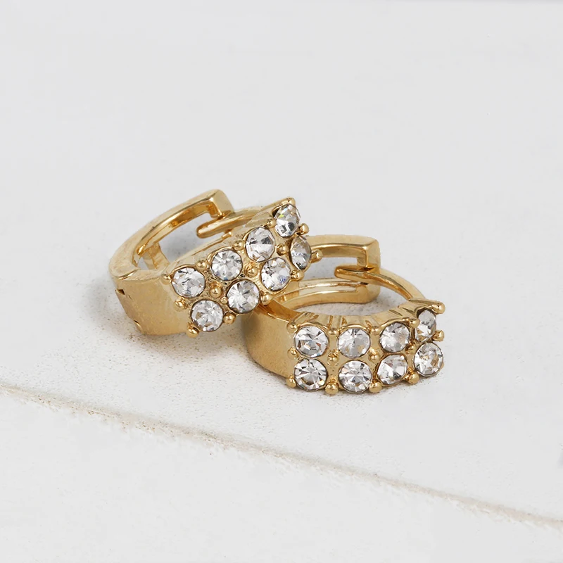 JURAN модные Huggie серьги-кольца с радужными камнями круглые серьги CZ для женщин вечерние ювелирные изделия - Окраска металла: 52738-WH
