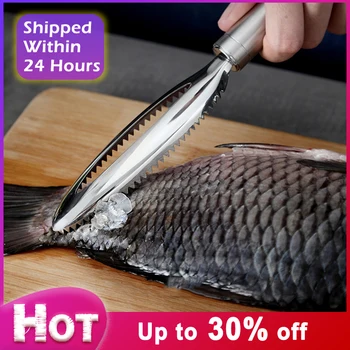 

Fish Scale Remover Planer Scraper 304 High Quality Stainless Steel Utensils Manual Quick Kitchen Accessories Seafood Tools