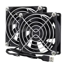 Gdstime – ventilateur de refroidissement USB, 5V DC, 80x80x25mm, 8cm, 8025 sans balais, pour boîtier d'ordinateur, avec filet et vis, 2 pièces