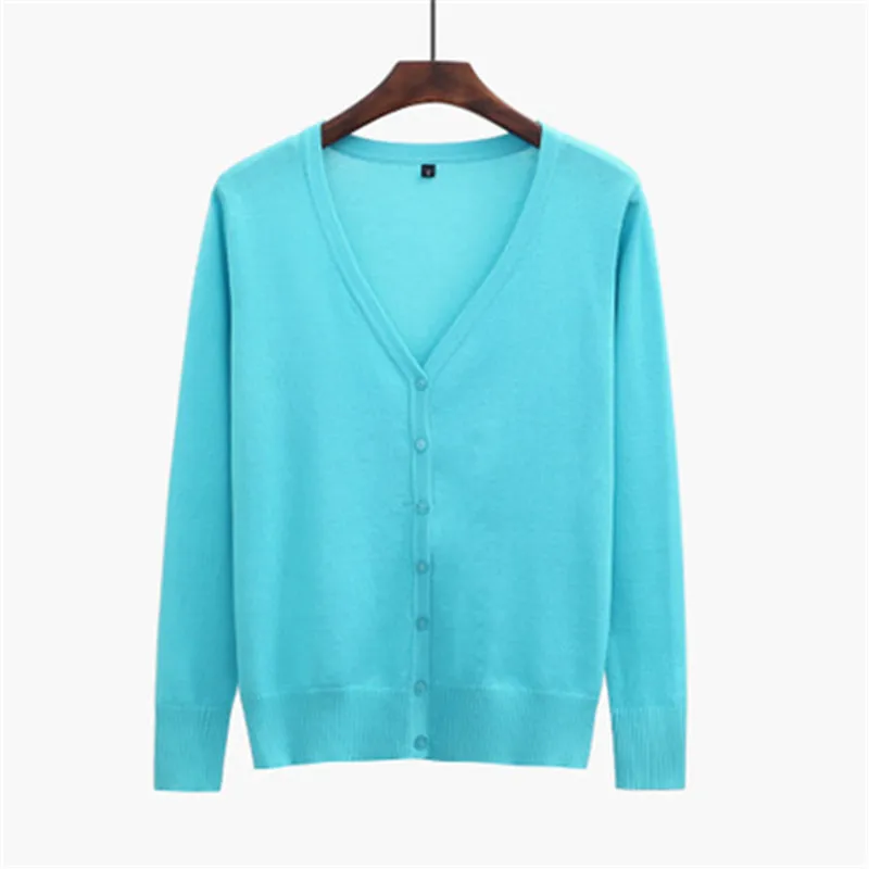 4XL 5XL осень и зима женский кашемировый кардиган с v-образным вырезом вязаная рубашка тонкая Корейская версия большого размера короткий женский свитер - Цвет: Небесно-голубой