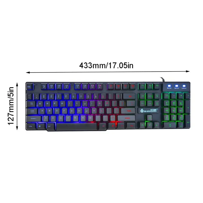 LED Wired Glowing Backlit Gaming Keyboard Computer Desktop Mechanical Keypad D08B 1