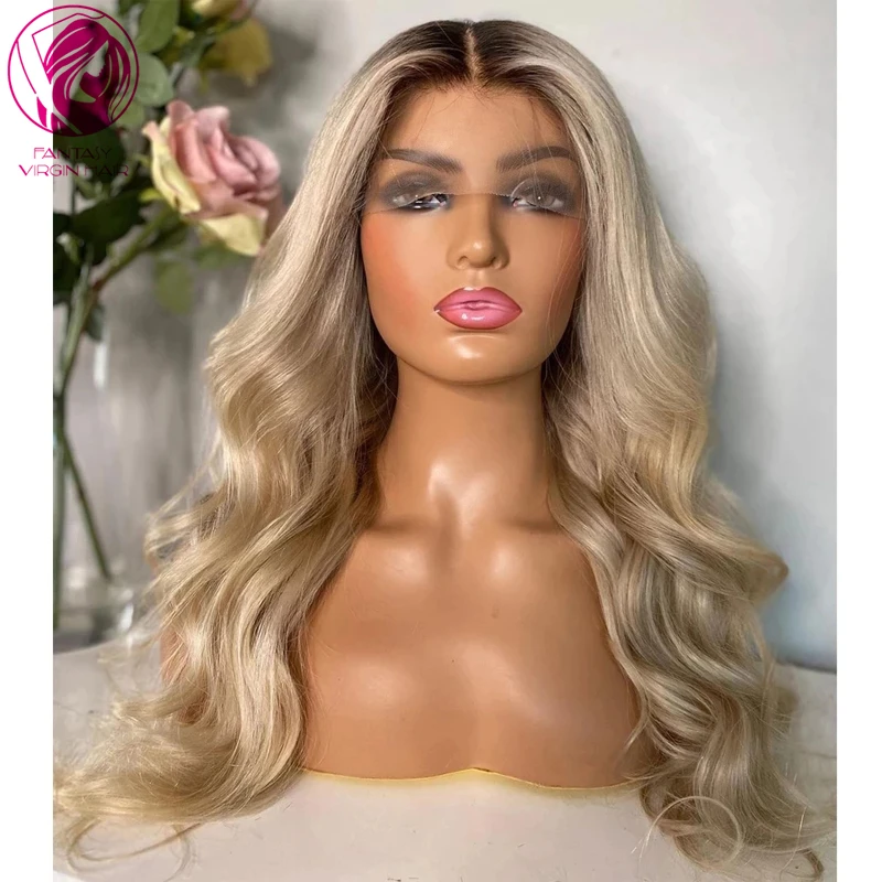 

Loose Wave Lace Front Human Hair Wig Ombre 60# Blonde 13x4/13x6 Glueless Bleached Knots 150% Lace Wigs For Women
