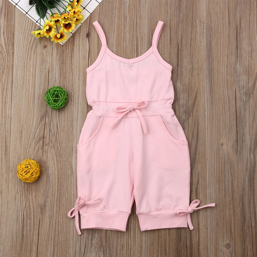 Children Summer Clothing 1-6Y Toddler Baby Girl Romper Bib Pants Sleeveless Romper Overalls Cropped Jumpsuits