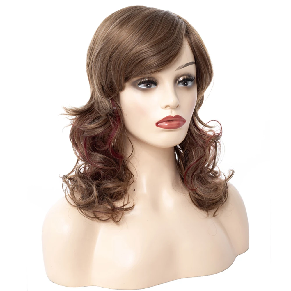 Synthetic Hair Wig 24 Inches Long Synthetic Natural Wave Brown Ombre Hair Wigs Heat Resistant Hair Wigs for Black Women