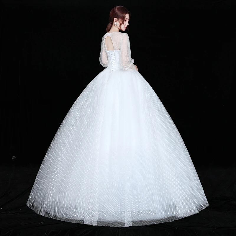 Элегантное свадебное платье «летучая мышь» с длинными рукавами; ; Лидер продаж; бальное платье на шнуровке; строгое свадебное платье; Vestidos De Casamento