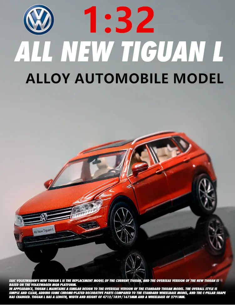 1:32 Volkswagen SUV звук и свет ремень тяга-назад автомобиль литая модель машины образец прикладного искусства украшения Коллекция игрушек инструменты