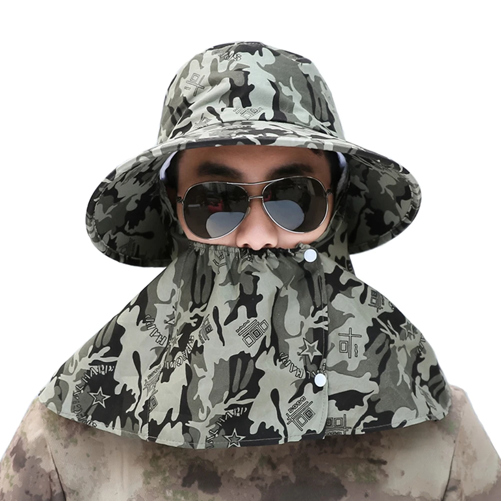 

Men Sunshade Cap Climbing Dome Gift Big Brim Fisherman Hat Camouflage Protection Summer Fashion Foldable Lightweight Casual