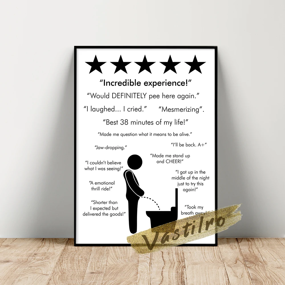 

Personalized Funny Restroom Sign Five Star Rating Prints Poster Nordic Black White Print Toilet Humour Pictures Bathroom Decor
