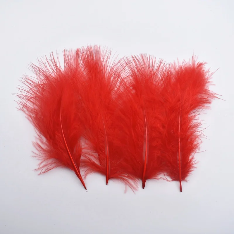 20Pcs/Lot Marabou Turkey Feathers White Pheasant Feathers for Crafts Feathers for Jewelry Making Wedding Feathers Decoration - Color: Red