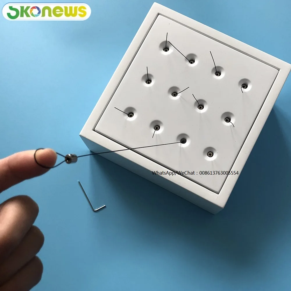 3 Pcs Jewelry Ring Pendant Earring Anti Theft Display Tray Box Holder With Retractable Security Wire Cable Recoiler