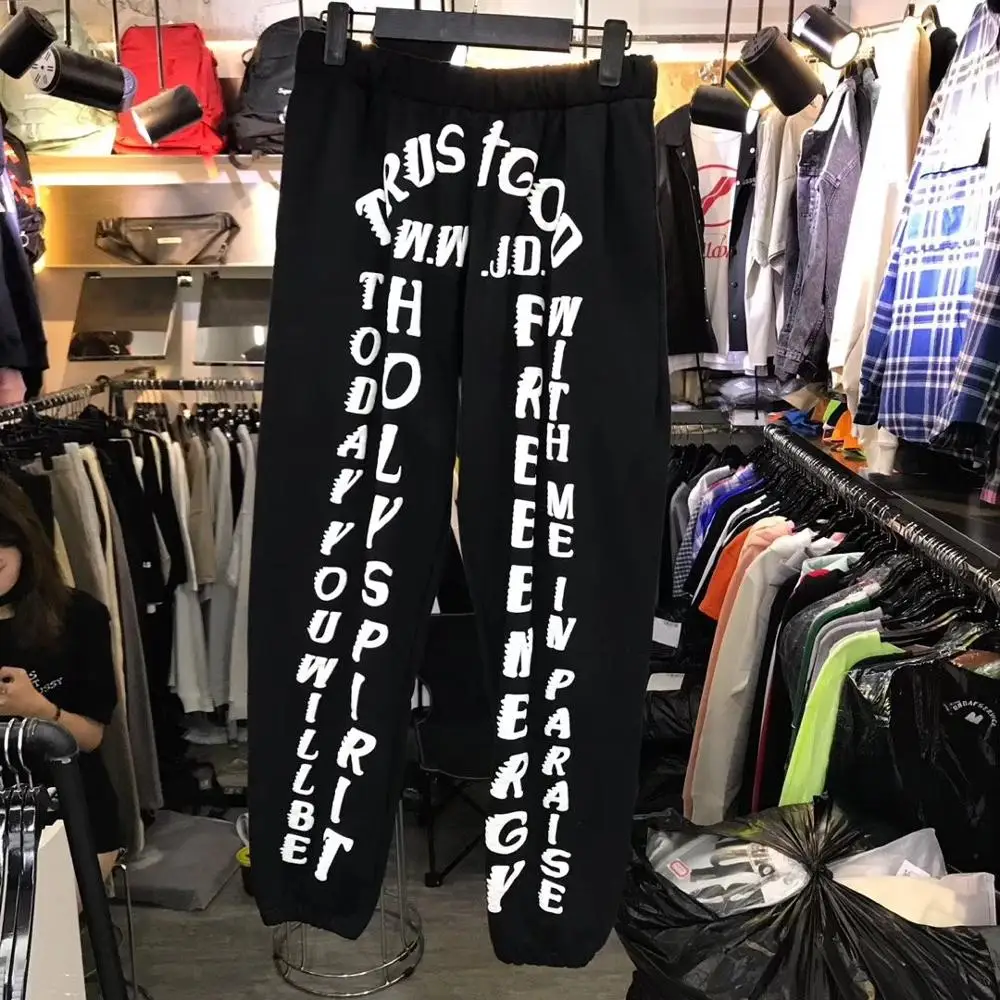 Kanye Kim спортивные штаны West 1:1 уличная одежда повседневные бегуны в стиле хип