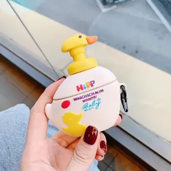 

Interesting Brand Cute 3D Duck Xibao Hand Sanitizer anti-drop Silicone Bluetooth Wireless Earphone Case For AirPods 1/2 cover