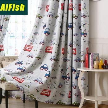 

Cartoon Car Blackout Curtain Decoration Living Room Bedroom Children's Room Floor Decoration Window Drapes Tulle Boy WP146-4