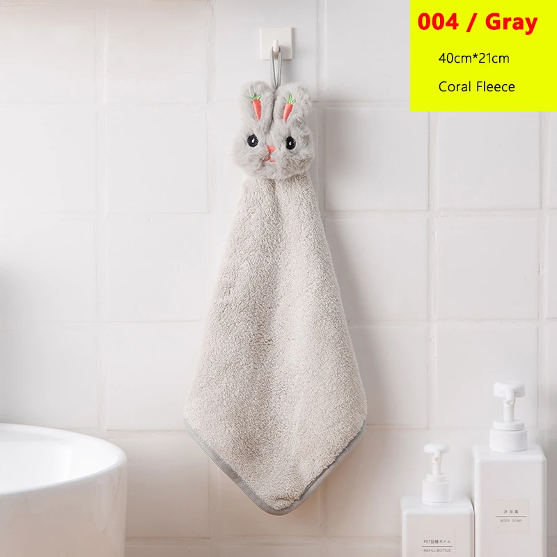 Baby Hand Towel Soft Flower Plush Kitchen Soft Hanging Bath Wipe Towel G 