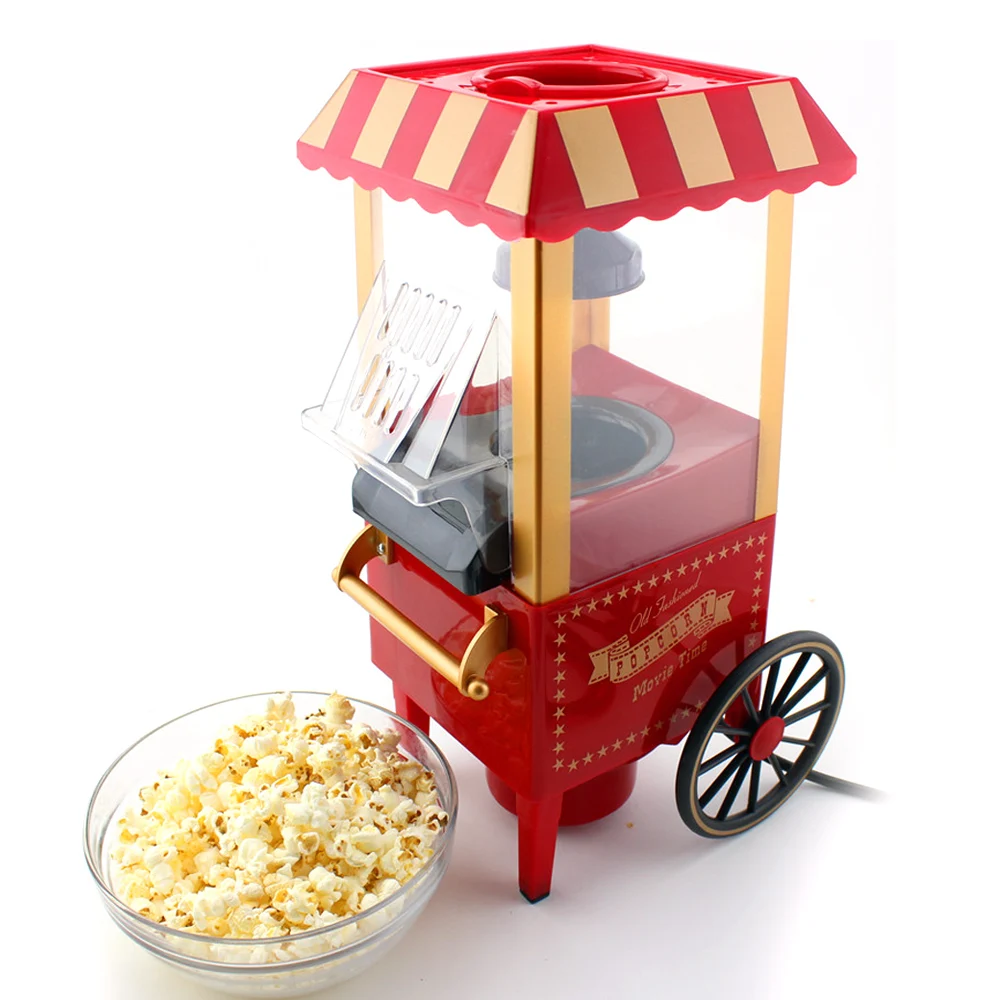 Мини Бытовая электрическая автоматическая машина для попкорна в стиле ретро в форме тележки для самостоятельного изготовления попкорна
