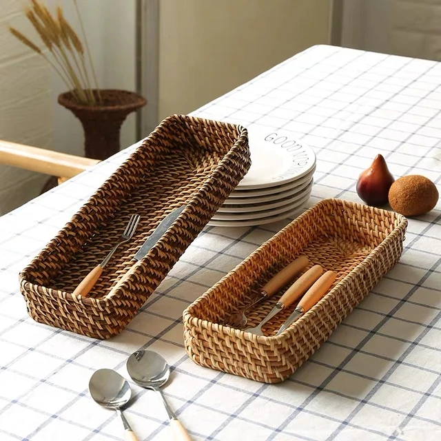 Panier de réception de couverts, couteau à canne et fourchette faits à la  main, boîte de réception de couverts simples de restaurant, articles  ménagers de cuisine - AliExpress