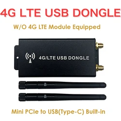 Dongle 4G LTE équipé d'un adaptateur industriel Mini PCIe vers USB, avec emplacement pour carte SIM, connecteur USB3.1 de Type C vers câble USB 