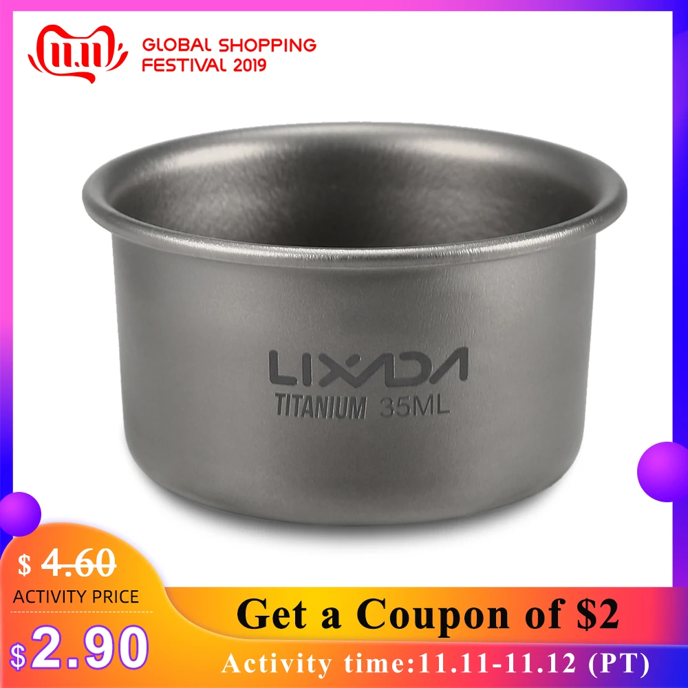

Lixada 1Pcs Outdoor Titanium Tea Cup Mini Ultralight Tableware Camping Hiking Picnic Coffee Tea Mug Cookware Home Office Cup