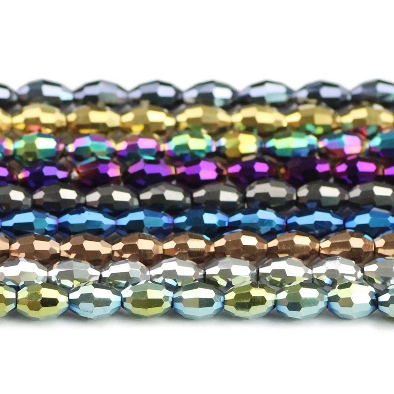 Rice Grains Austrian Crystal Bead 100pcs 4*6mm Oval Shape Plated Color