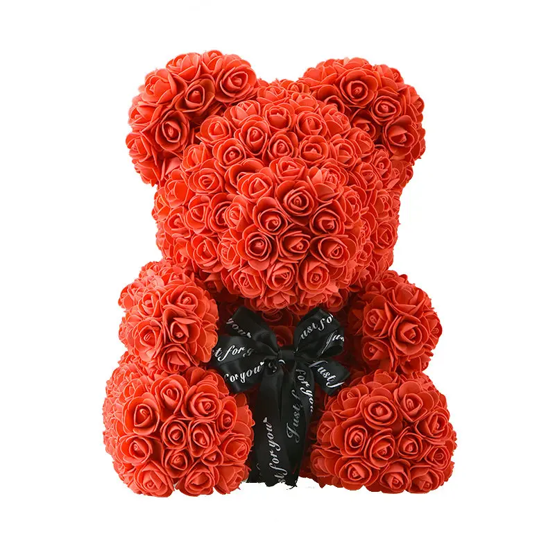 Лучшие DIY подарки на день Святого Валентина 35 см Черная роза медведь с горячим красным сердцем и прекрасная корона для подруги жены любовника детей - Color: Red