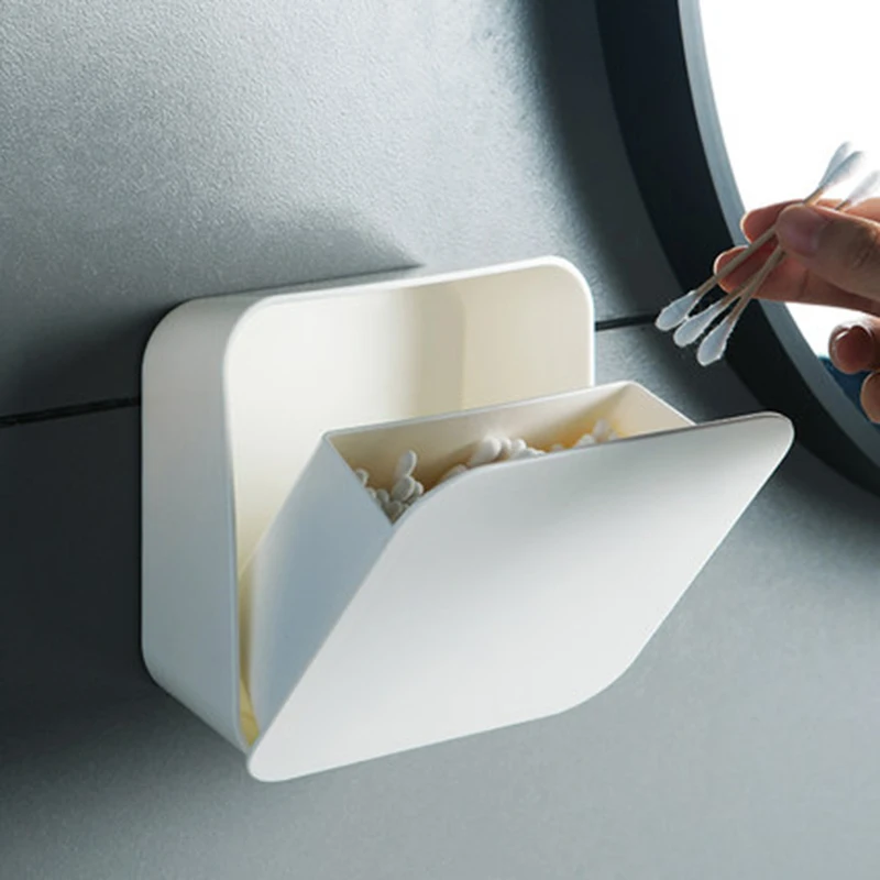 Wall Hanging Storage Box Plastic Cotton Swab Paper Towel Holder Kitchen Waterproof Storage Boxes Bathroom Organizer Supplies