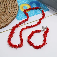 Винтажные Необычные коралловые ювелирные наборы, Серебряное колье, браслет, браслет, свадебный ювелирный набор