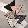 Sexy Girl Thongs Women Glossy Underwear Panty Low Waist Solid Color Satin Fabric Briefs Embroidery Fitness Sports Underpants ► Photo 1/6
