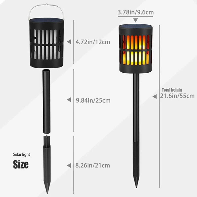 1 Pcs Waterproof Flickering Flames Solar Lights Solar Torch Lights Outdoor Hanging Lanterns Solar USB Charging Solar Lanterns
