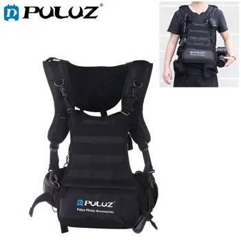 

PULUZ Double Shoulder Padded Strap Camera Carrying Harness System Quick Strap & Side Holster Waist Belt for Nikon Canon SLR/DSLR