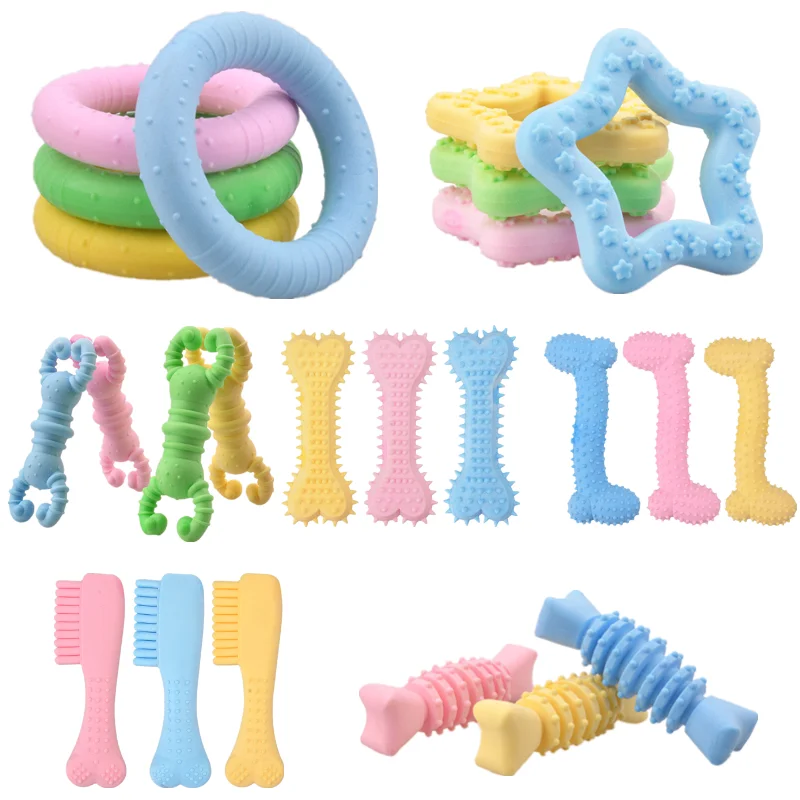 

New Dog Toys Rubber Resistant To Bite Bone Thermal Plastic TPR Pet TOY Dog Puppy Molars Rubber Ball Play for Teeth Training