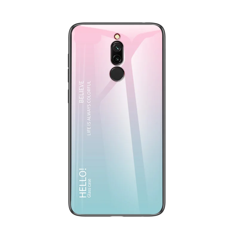 Небесно-голубой Для Xiaomi Redmi 8A чехол, противоударный чехол на заднюю панель, градиентный чехол из закаленного стекла для телефона для Redmi 8A 8 A чехол, защитный чехол - Цвет: Небесно-голубой