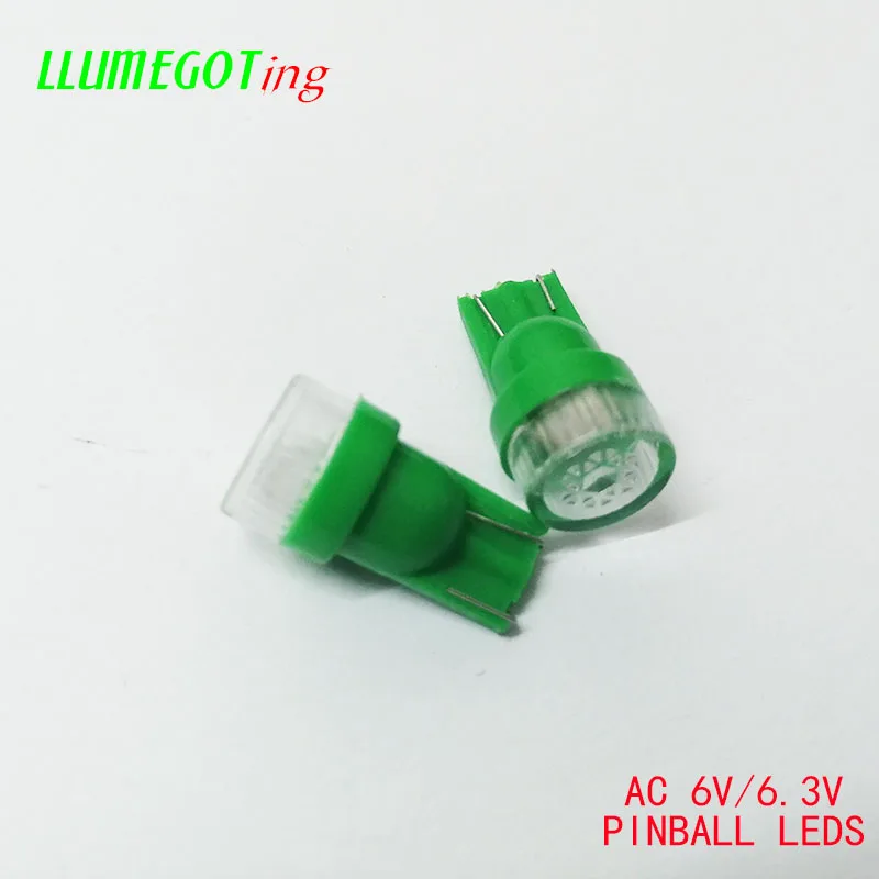 50pcs 플랫 렌 돔 194 T10 555 웨지 1x SMD5050 AC DC 6.3V 6V 여러 색상 비극성 발리 핀볼 게임 기계 LED 전구