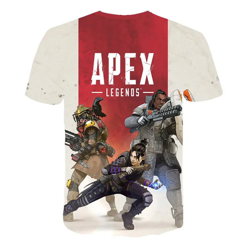 Новые популярные футболки Apex Legends летняя футболка с короткими рукавами для детей футболка для мальчиков и девочек дышащий топ с 3D Дизайном Apex Legends