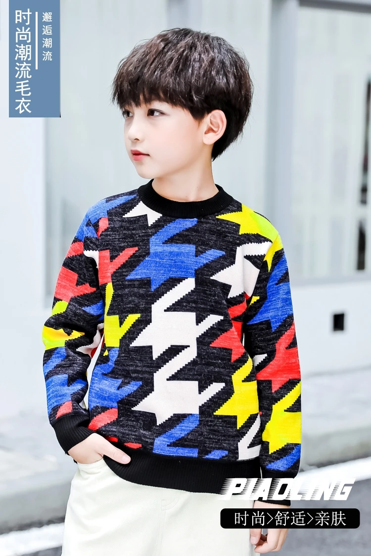 Brand New Kids Sweaters For Boy New Year Warm Sweater For Teenagers Pullover Knitted Winter Clothes for Children Age 14 to 4 T