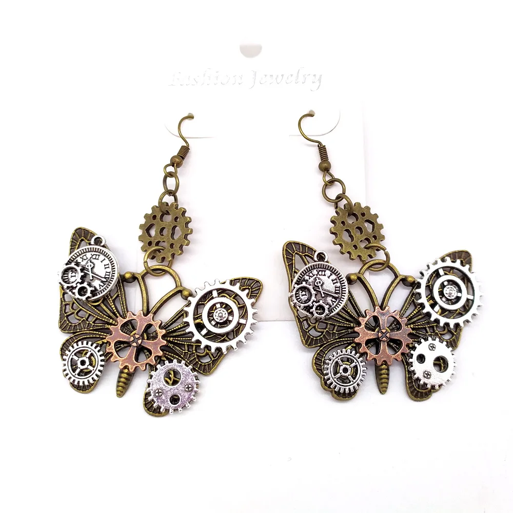 Cykopv Original Design Octopus/Butterfly/ Owl /Dragonfly/ Phoenix Head/ Vintage Gears Steampunk Drop Earrings Fashion Jewelry