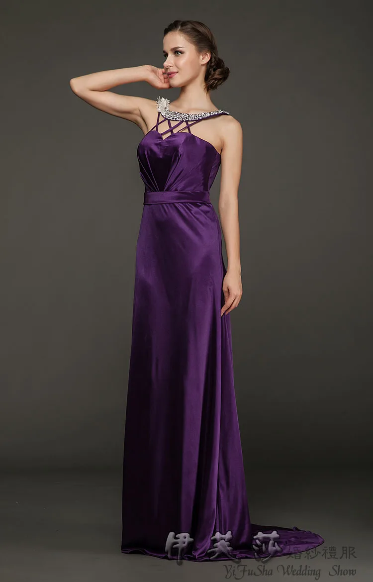 Новая мода невесты горничной размера плюс vestidos formales длина до пола фиолетовые длинные платья для подружки невесты, украшенные бисером
