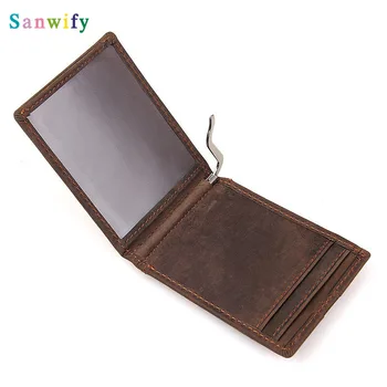 

Wholesale Money Clip Genuine Leather Business Card Organizer Cases Credit Card Wallets Pop Up Automatically