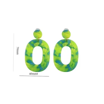 

European and American simple temperament acetic acid plate geometric earrings personality color retro exaggerated female earring