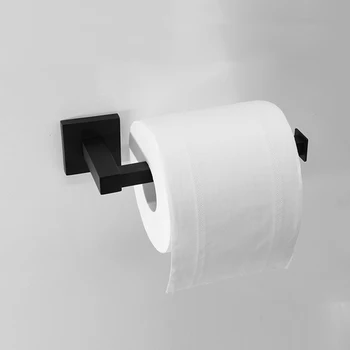 

Creative Home Stainless Steel Black Paper Towel Holder Toilet Paper Holder Square Seat Paper Towel Hook Roll Paper Holder