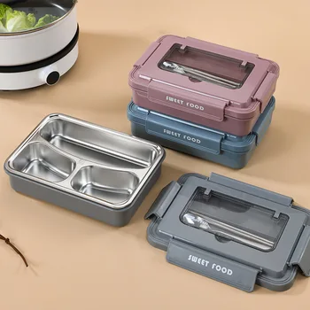 

Stainless Steel Thermal Lunch Box With Spoons or Chopsticks Large Capacity Leak-proof Good Insulation effect for kids Lunch Box