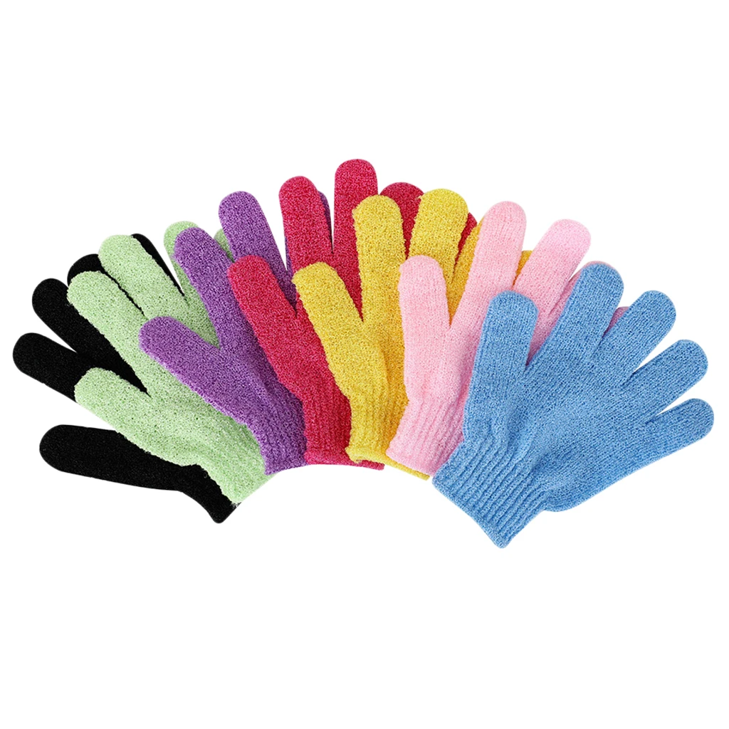 6pcs Nylon Bath Cleaning Gloves Double Sided Exfoliating Gloves Body Scrubber Scrubbing Shower Gloves for Home Bathroom Use
