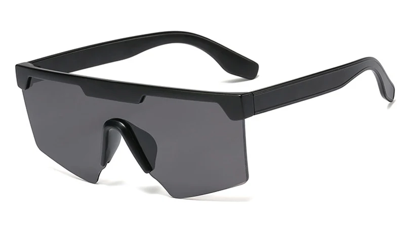 Peekaboo, негабаритные женские солнцезащитные очки, половинная оправа,, черные, коричневые, винтажные очки, цельные линзы, мужские солнцезащитные очки, квадратные, большие, uv400 - Цвет линз: matte black