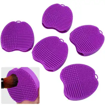 

5pcs/set Makeup Brush Cleaner Scrubber Pad Silicone Cosmetic Cleaning Pad Tools Accessories Kit Dark Purple